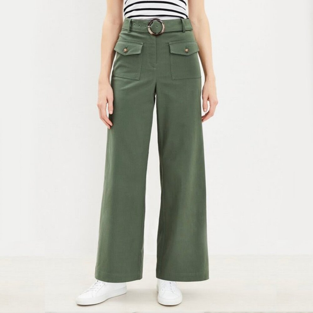 LOFT Petite Belted Pants in Pique